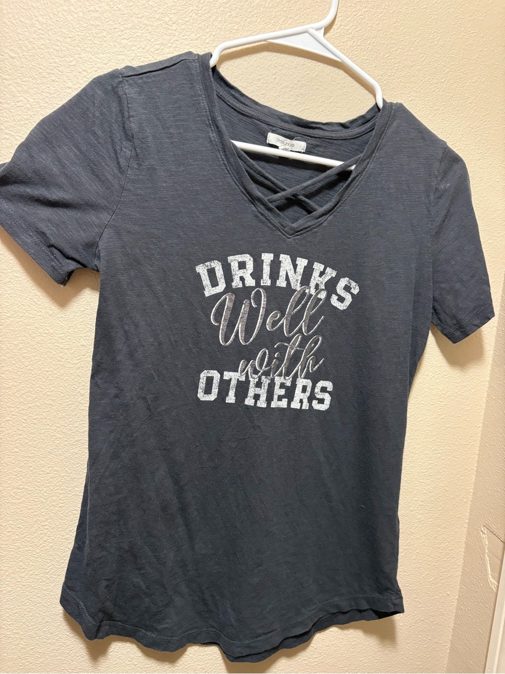 Maurices Charcoal Gray Graphic V-Neck Tee